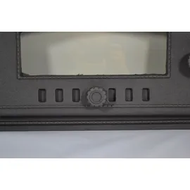 OEM SEZAM - 48 x 27 cm - Pizzaofentür Ofentür aus Gusseisen für Pizzaofen, Backofen, Kamintür mit Glas, Backofentür Holzofentür Kachelofentür - Grau