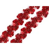 Sandys Bastelkiste Paillettenborte Pailletten Breite 15 mm Hologramm, Karneval, Fasching (VE: 1,5m) (Rot)