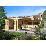 Gartenhaus Holzhaus Blockhaus Gerätehaus Schuppen Holz naturbelassen mit Anbau