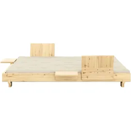 Karup & Social Bett 140 x 200 cm, komplett -Set, beige / kiefer klar