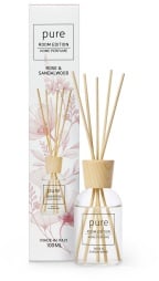 PURE ROOM EDITION Raumduft Rose & Sandelwood, Frisches Raumparfum für ein sommerliches Ambiente mit blumiger Note, 100 ml - Duftdiffuser