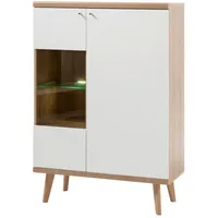 Furn.design Highboard weiß und Eiche Riviera Vitrine skandinavisch 90