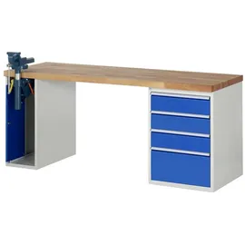 Rau Werkbank Modell 7510 mit 4 Schubladen und Schrank BxTxH 2000x700x840mm