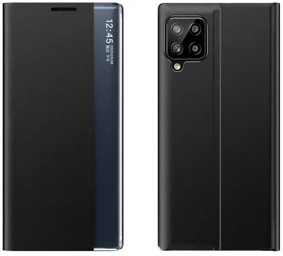 Sleep Case Bookcase Type Case with Smart Window for Samsung Galaxy A22 4G Black