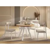 WFL GROUP Esstisch Avero White ausziehbar rund modern mit Holzbeinen (MADE IN EU, vier Größen – 80/90/100/100 cm, ausziehbar auf 160/190/140/200 cm), platzsparender Tisch für kleine Küche, Esszimmer oder Wohnzimmer braun 100 cm x 77 cm x 100 cm