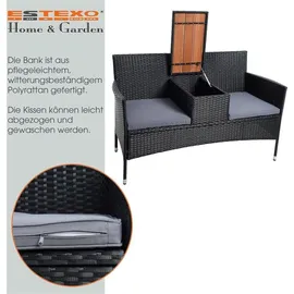 Estexo Polyrattan Gartenbank 2-Sitzer  Schwarz