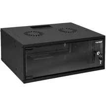 HMF 65704-02 Serverschrank 19 Zoll 4 HE, | 400 mm Tiefe | Glastür Schwarz