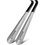 ZOMAKE Schuhlöffel Lang 42cm,Langer Schuhanzieher Metall,Lange Schulöffel Edelstahl Stabil(2er Silber A)
