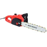 Elektro Kettensäge, 2800W, Futchoy Kabelgebundene Motorsäge, 220V-Motor, 25 cm Schnittlänge, 14m/s Sägeleistung, Chainsaw (Rot)