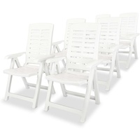 VidaXL Garten-Liegestühle 6 Stk. Kunststoff Weiß