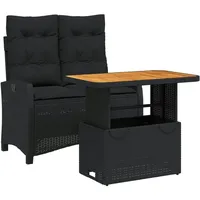 VidaXL 2-tlg. Garten-Essgruppe mit Kissen Schwarz Poly Rattan