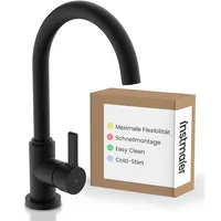 instmaier Leona | Küchenarmatur 360° schwenkbar | Schwarz matt |Wasserhahn Küche | Spültischarmatur mit hohem Auslauf | Armatur Spüle | Einhebelmischer | Mischbatterie