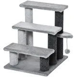 MC Star Haustiertreppe Katzentreppe Haustiertreppe Hundetreppe 3 Stufen mit Spielball Plüsch (Grau 45x40x48cm für Katzen und Hunde) grau