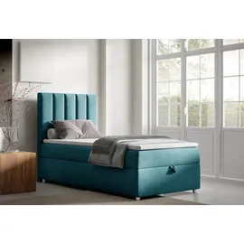 4mybaby GmbH Best for Home Boxspringbett mit Bettkasten Trinity K10-SINGLE 70x200 Bonellfederkern inkl. Topper | Türkis | Türkis