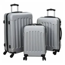 vidaXL Koffer mit Schloss 3 pcs Silber 50 x 31 x 78 cm ABS Kunststoff