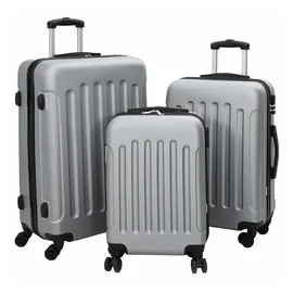 vidaXL Koffer mit Schloss 3 pcs Silber 50 x 31 x 78 cm ABS Kunststoff