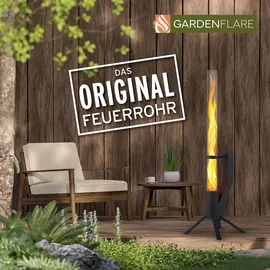 gardenflare Feuerrohr – Edelstahl Feuersäule und Pelletfackel für Terrasse Garten Schwarz,