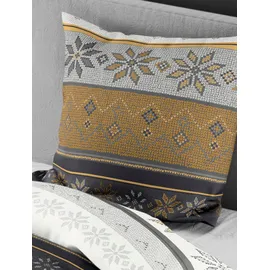 BIERBAUM 3751 Schneeflocken Gold 155 x 220 cm + 80 x 80 cm