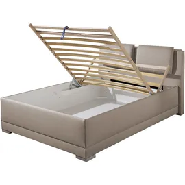 MAINTAL Polsterbett MAINTAL Oderzo Betten Gr. Liegefläche B/L: 140 cm x 200 cm Betthöhe: 44,5 cm, Gewicht bis: 80 kg H2, Bonnell-Federkernmatratze, grau (taupe) Polsterbetten mit Bettkasten Kopfteilverstellung, Matratzen in oder H3 wählbar