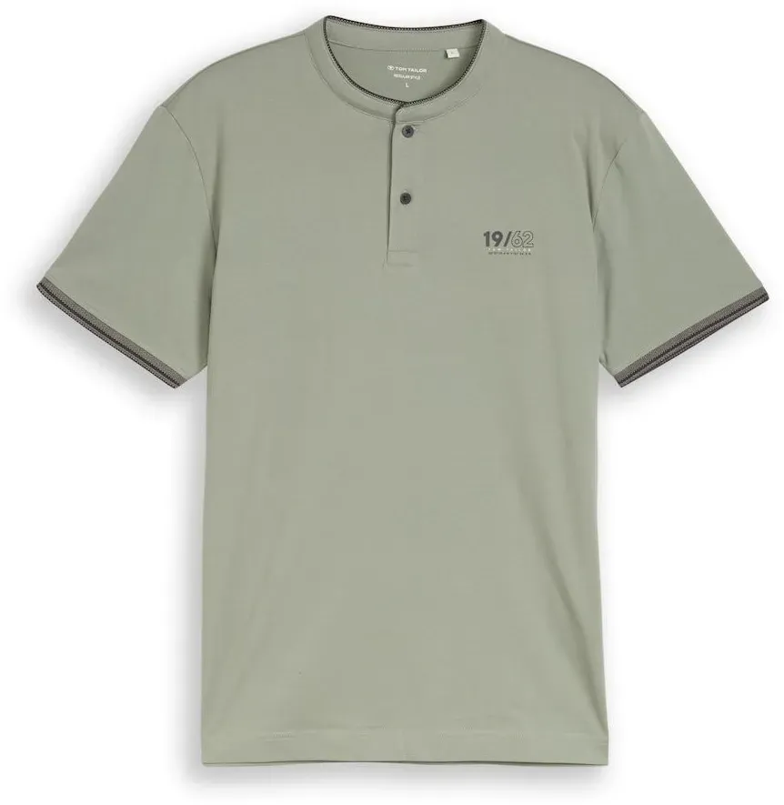 TOM TAILOR Herren Poloshirt mit Stehkragen, grün, Uni, Gr. L