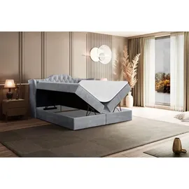 altdecor BOXBETT mit Matratze H3 und Lattenrost, - VILA - 160x200 cm Hellgrau
