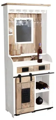 G+K Weinschrank Ruston Holz Weiß, Braun Weiß / Eiche