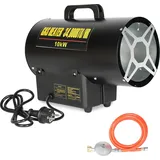 Jayseuw 10kW Gasheizgebläse Gasheizer Heizkanone Heizgerät Gasheizstrahler Bauheizer Gas heizstrahler Heißluftgenerator inkl. Gasschlauch & Druc... - Schwarz