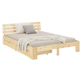 Homestyle4u Holzbett 160 x 200 cm Braun