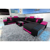 Sofa Dreams Wohnlandschaft »Bellagio - XXL U Form«, Couch, mit LED, wahlweise mit Bettfunktion als Schlafsofa, Designersofa schwarz