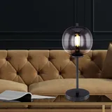 GLOBO Design Tisch Lampe Lese Büro Leuchte Beleuchtung schwarz-rauch Glas-Kugel Flur