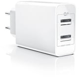 CSL - USB Ladegerät Netzteil Ladeadapter - 2 Ports mit 24W - intelligentes Laden - Smart Charge - kompatibel mit Apple iPhone iPad Samsung Galaxy Note Nexus HTC Motorola LG - Weiß