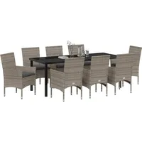 vidaXL Garten Essgruppe 9-tlg. Grau