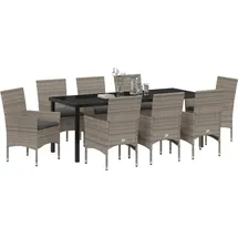 vidaXL Garten Essgruppe 9-tlg. Grau