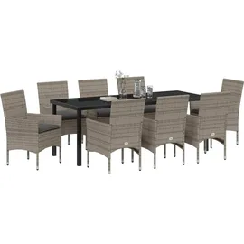 vidaXL Garten Essgruppe 9-tlg. Grau