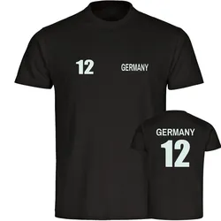 multifanshop Kinder T-Shirt - Germany - Trikot Nummer 12 - Druck weiß - Kind