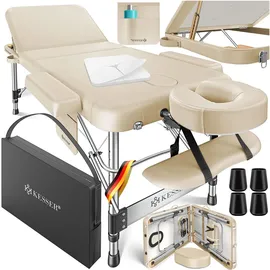 Kesser KESSER® Massageliege klappbar & höhenverstellbar 3 Zonen Massagebett Massagetisch Kosmetikliege Therapieliege Aluminium + 10x Gesichtsauflage mit Kopfstütze Armlehnen & Tasche