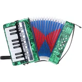 QUARKZMAN Akkordeon, 17 Tasten 8 Bassknopf Ziehharmonika Mini Musikinstrument Leicht für Erwachsene Anfänger Bildung, Grün
