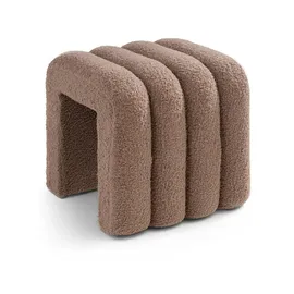 Home4You Hocker Teddystoff 40 x 40 x 38 cm Taupe