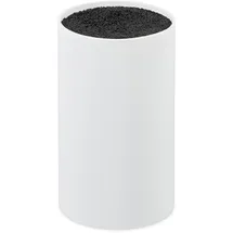 Relaxdays Messerblock unbestückt mit Borsten, ohne Messer, für 8 Messer aller Art, Messerhalter HD 18x11cm, weiß-schwarz