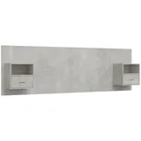 vidaXL Kopfteil Mit Nachttischen Betongrau Holzwerkstoff Vidaxl