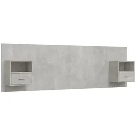 vidaXL Kopfteil Mit Nachttischen Betongrau Holzwerkstoff Vidaxl