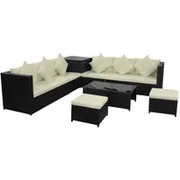 vidaXL 8-tlg Garten-Lounge-Set mit Kissen Poly Rattan Schwarz Modell 78