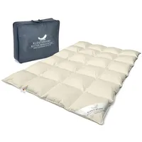Klosterdorf Bettenmanufaktur 100% Bio Ganzjahresdecke - KBA - GOTS - ''nonplusultra'' - 135x200 cm 450 Gramm LEICHT - Daunendecke - Bettdecke - Handarbeit aus Deutschland - Für einen gesunden Schlaf