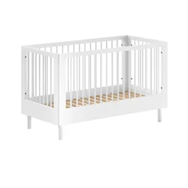 58 aufm Kessel Kinderbett Keeley 70 x 140 cm Buche massiv lackiert weiß