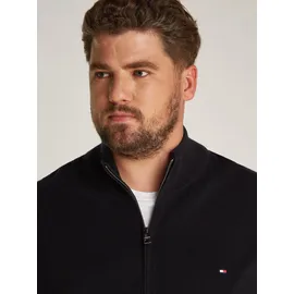 Tommy Hilfiger Big & Tall Cardigan "BT-PIMA ORG CTN CASHMERE ZTHRU-B", Herren, Gr. XXL, schwarz, Strick, Obermaterial: 95% Baumwolle, 5% Kaschmir, TOMMY HILFIGER BIG & TALL, regular fit, Rippbündchen, Strickjacken