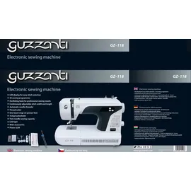 GUZZANTI GZ118, Schwarz, Weiß, Halbautomatische Nähmaschine, Sägen, 4 Step, Drehregler, Mechanisch