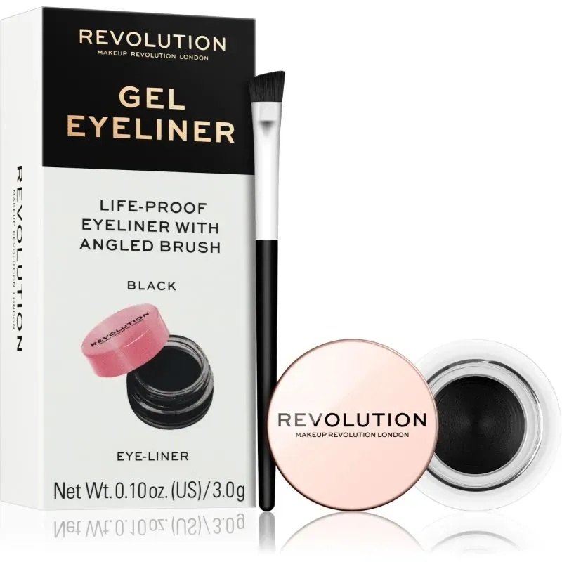 Revolution Gel Eyeliner Pot Gel-Eyeliner mit Pinselchen Farbton Black 3 g
