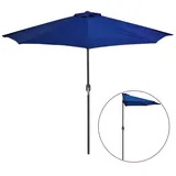 furnicato Sonnenschirm Balkon-Alu-Mast Blau 270x144x222cm Halbrund, LxB: 144x270 cm blau