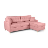 Ecksofa Schlafsofa MOLDE Stoff (FUEGO) Rosa Ottomane Rechts