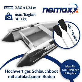Nemaxx NEMAXX® Profi Schlauchboot für 2 Personen – Länge: 230 cm – Hellgrau